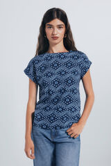 Springfield Playera botones hombro estampada marino