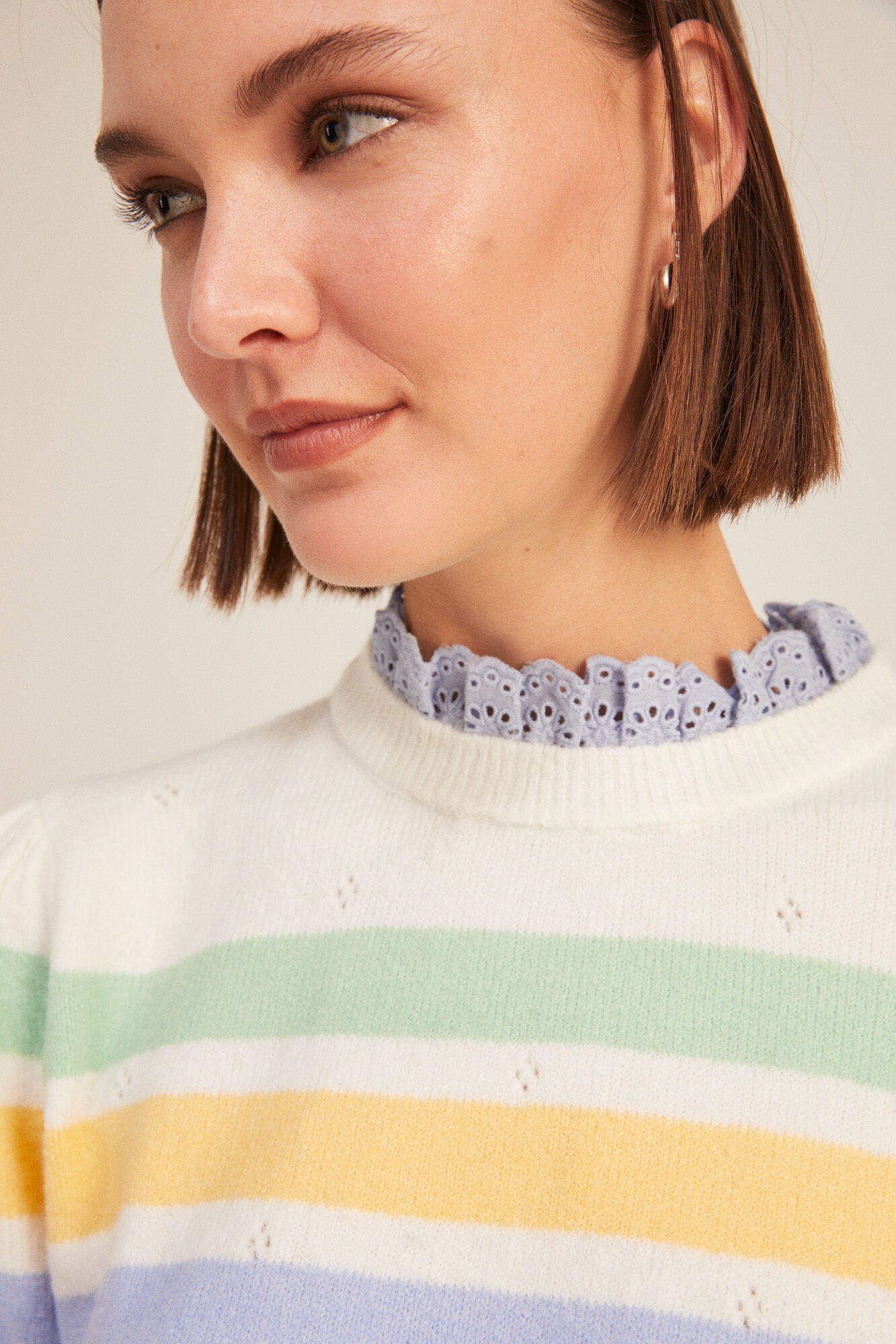 Springfield Su&eacute;ter Rayas Cuello Camisero beige