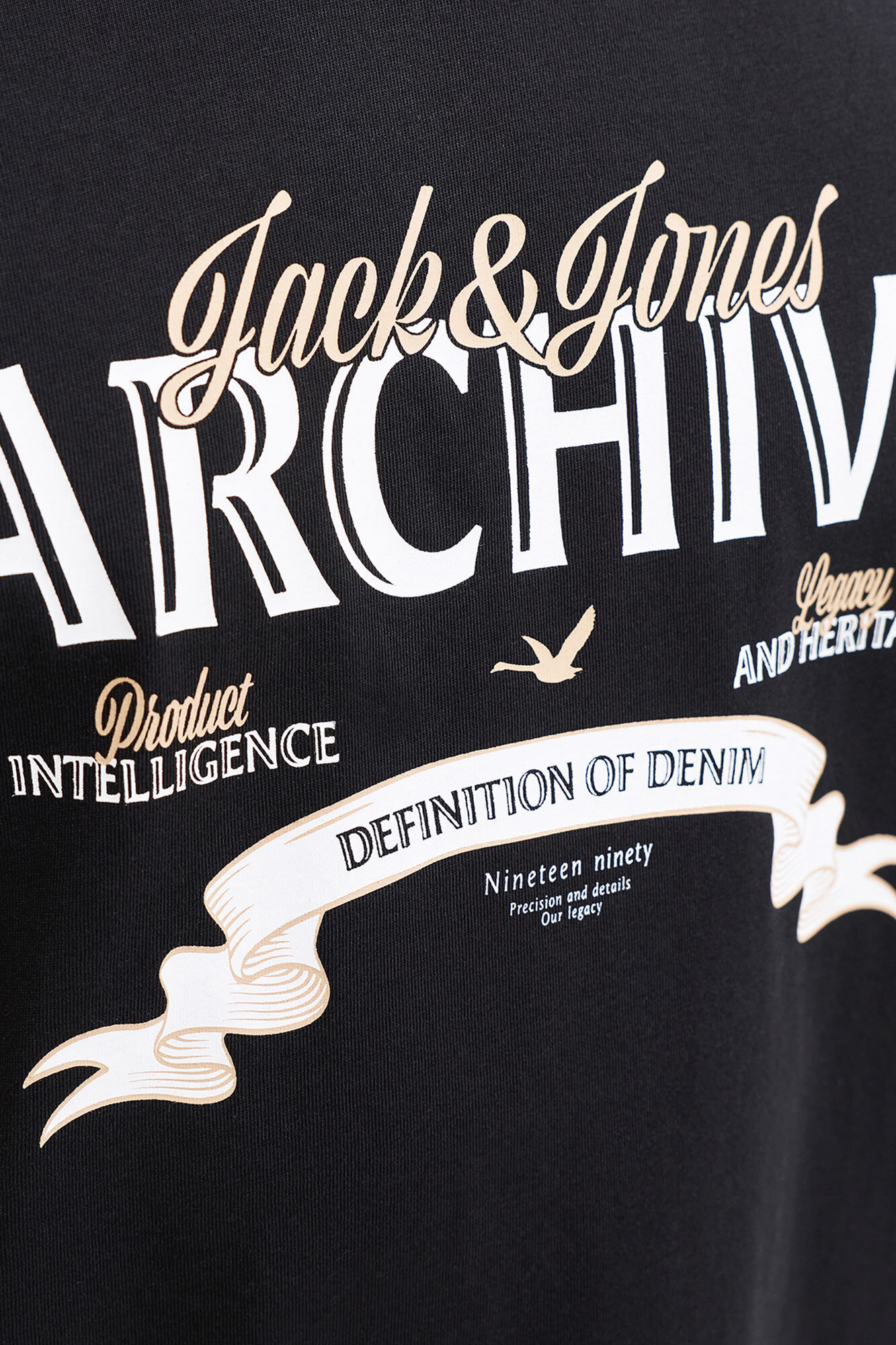 Jack & Jones Playera con logo grande negro