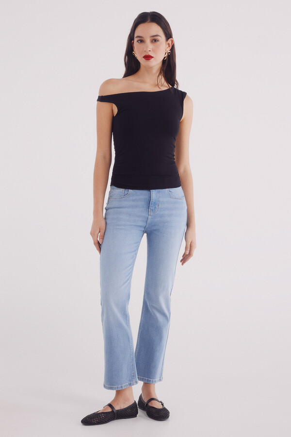 Springfield Top asimétrico liso negro