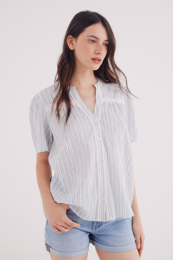 Springfield Blusa romántica lace verde