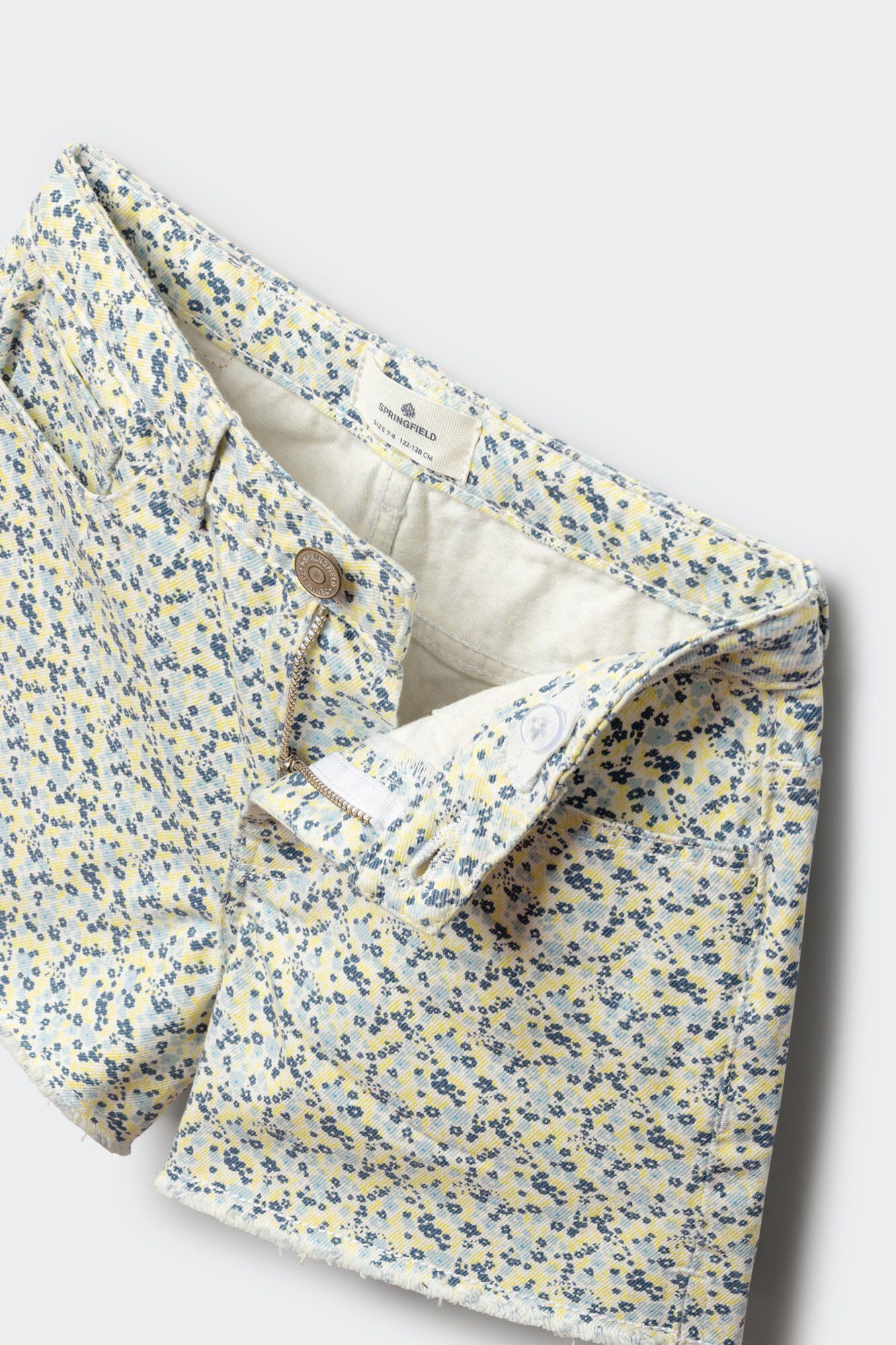 Springfield Kids Short de sarga con estampado floral para ni&ntilde;a amarillo