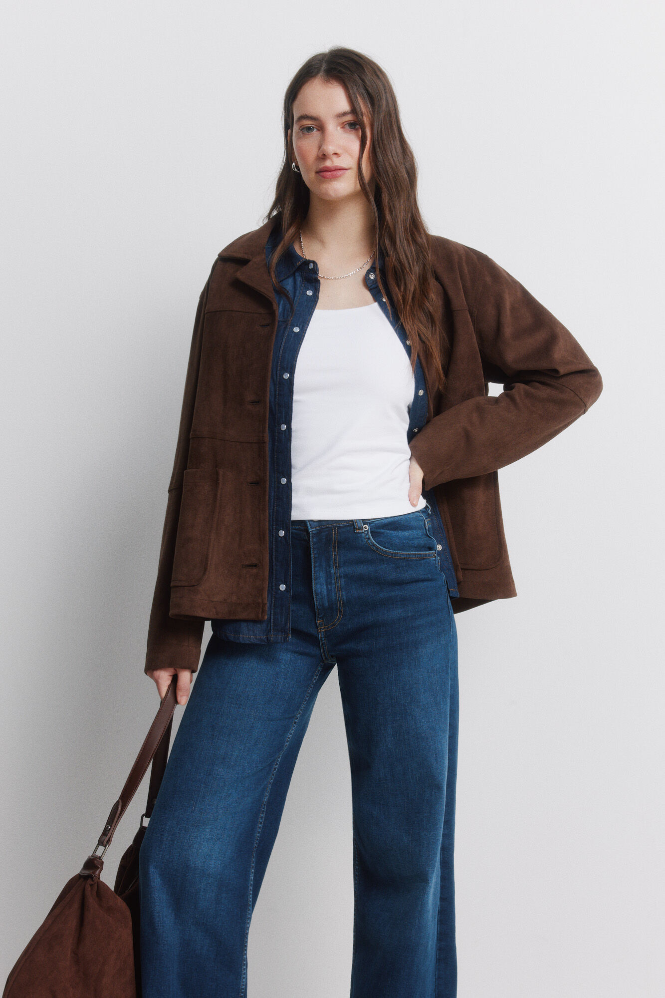 Springfield Jeans anchos de tiro alto azul