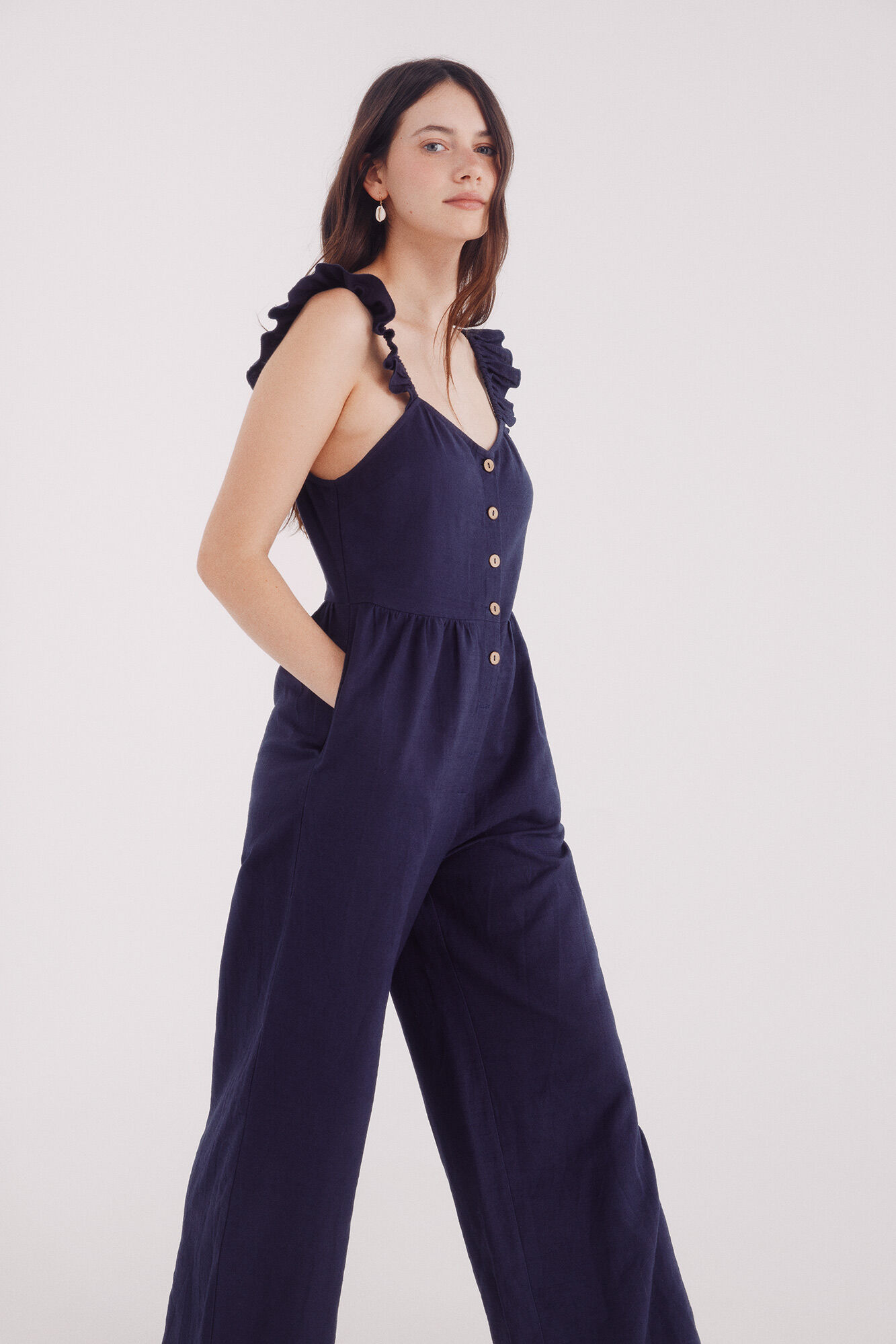 Springfield Jumpsuit tirantes volantes algod&oacute;n