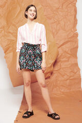 Springfield Short Estampado Lino Algod&oacute;n negro