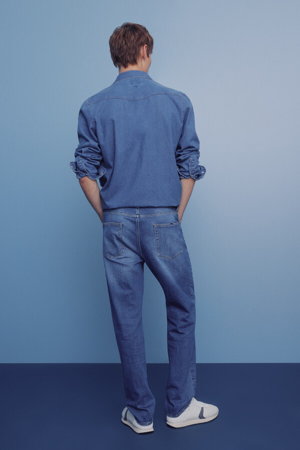 Springfield Pantalón chino microestampado slim fit azulado