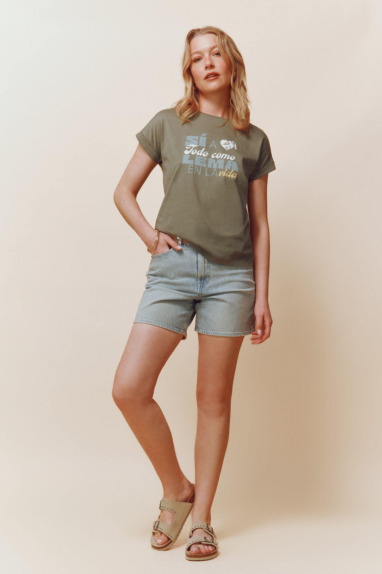 Springfield Playera "S&iacute; a todo como lema en la vida" kaki