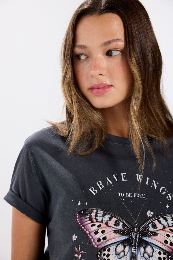 Springfield Playera gráfica algodón gris