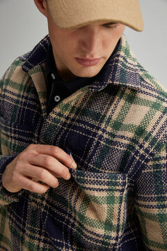 Springfield Sobrecamisa cuadros texto espalda beige