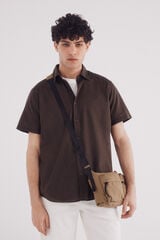 Springfield Camisa manga corta lino café