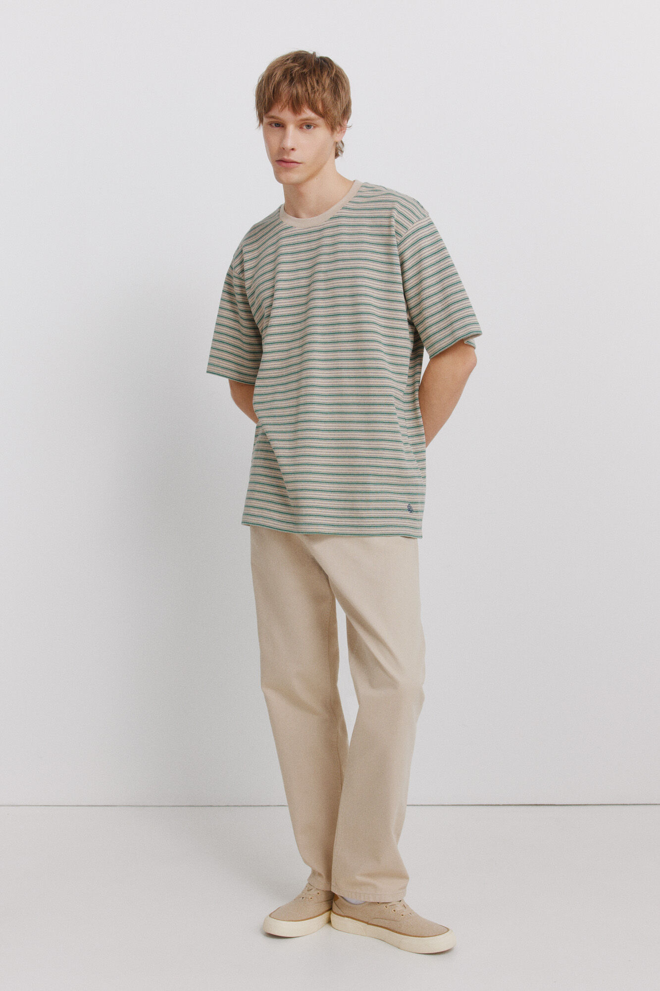 Springfield Playera de pique a rayas" caf&eacute;