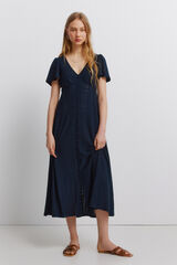 Springfield Vestido midi bordado suizo azul