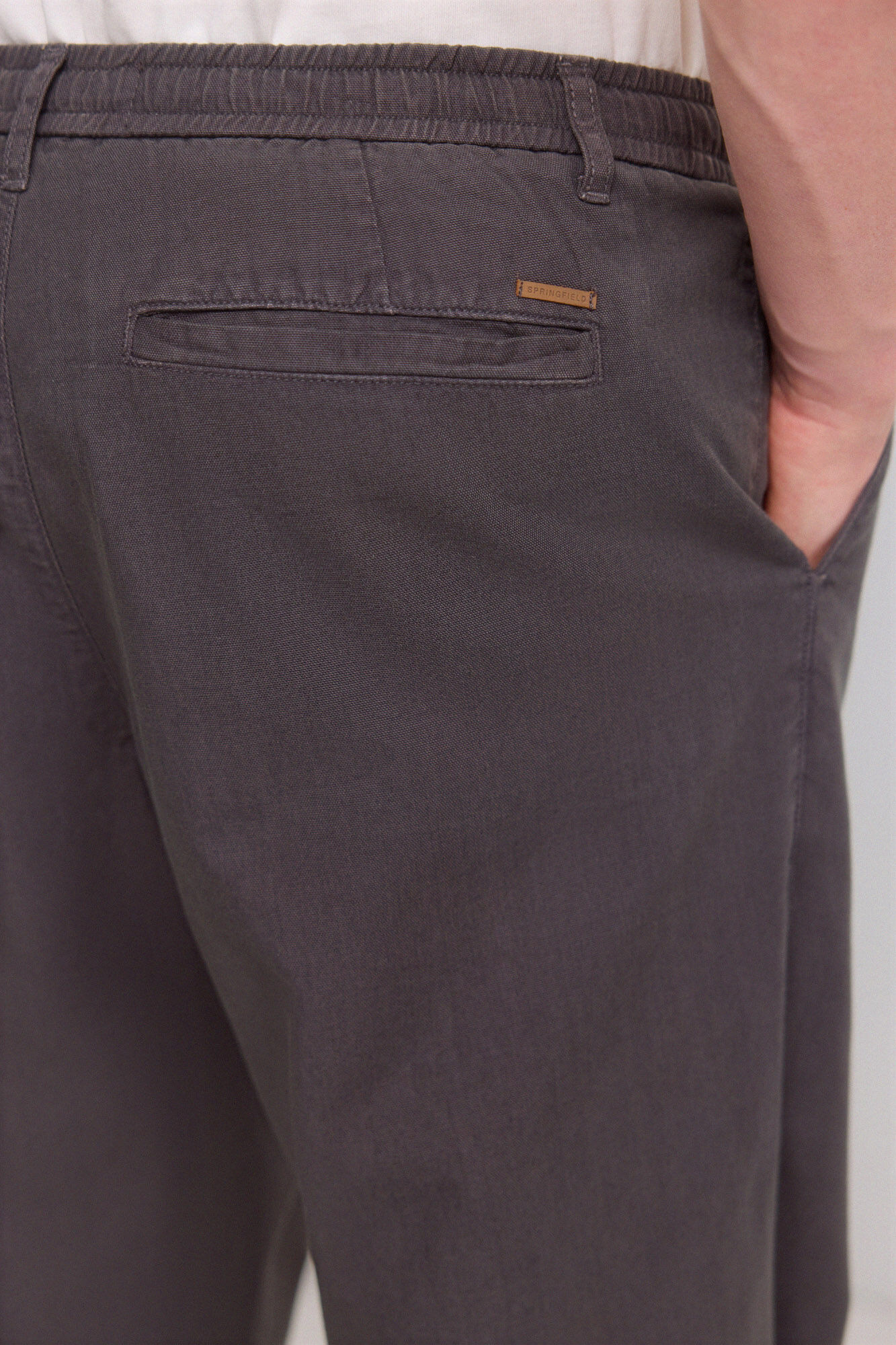Springfield Pantal&oacute;n ligero de lino straight fit gris