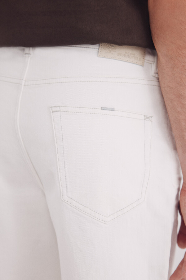 Springfield Bermudas denim blancas lavado regular fit estampado