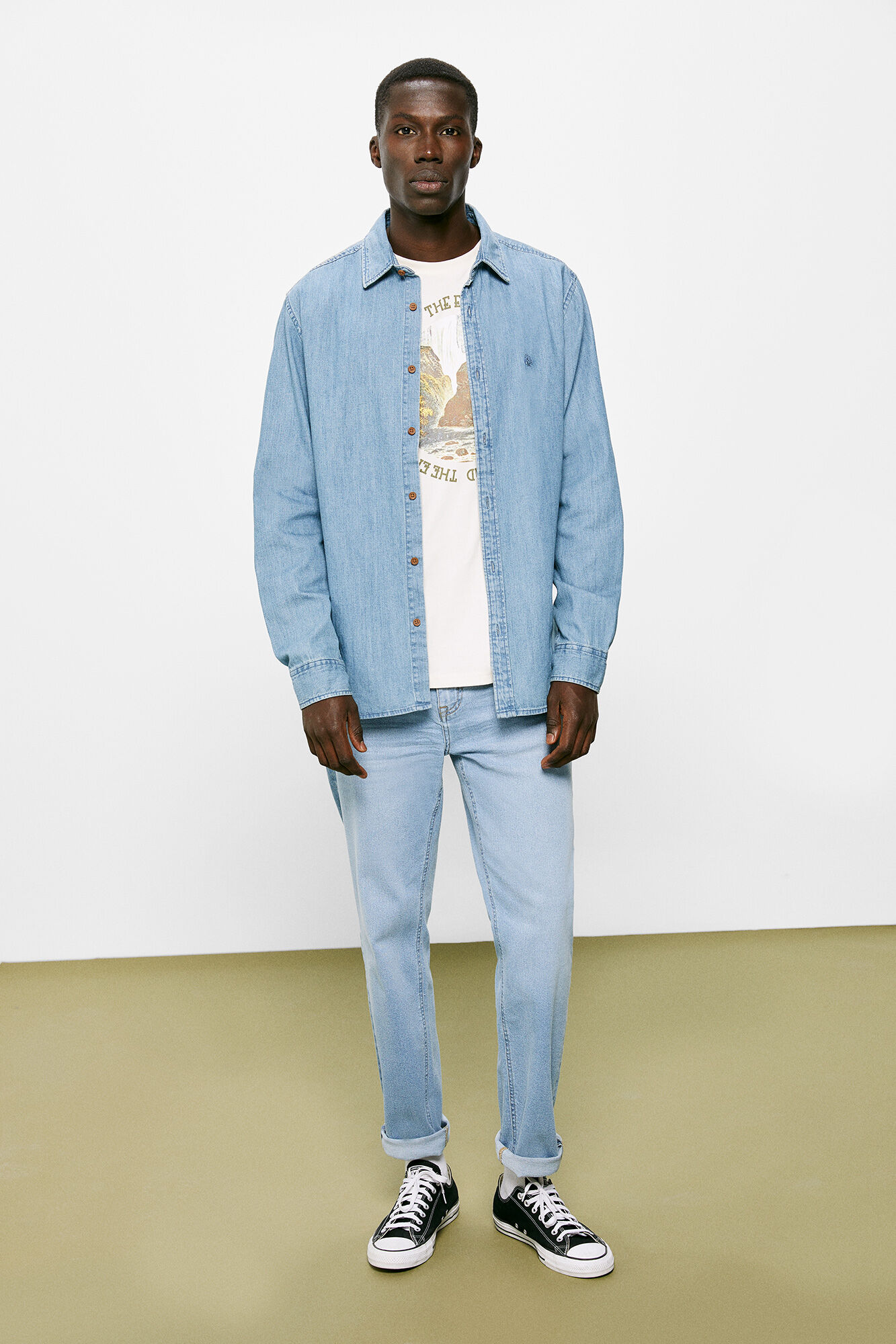 Springfield Camisa vaquera azul mezcla