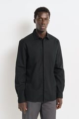 Springfield Camisa vestir popelín negro