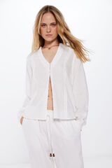 Springfield Blusa fluida lace insertado beige
