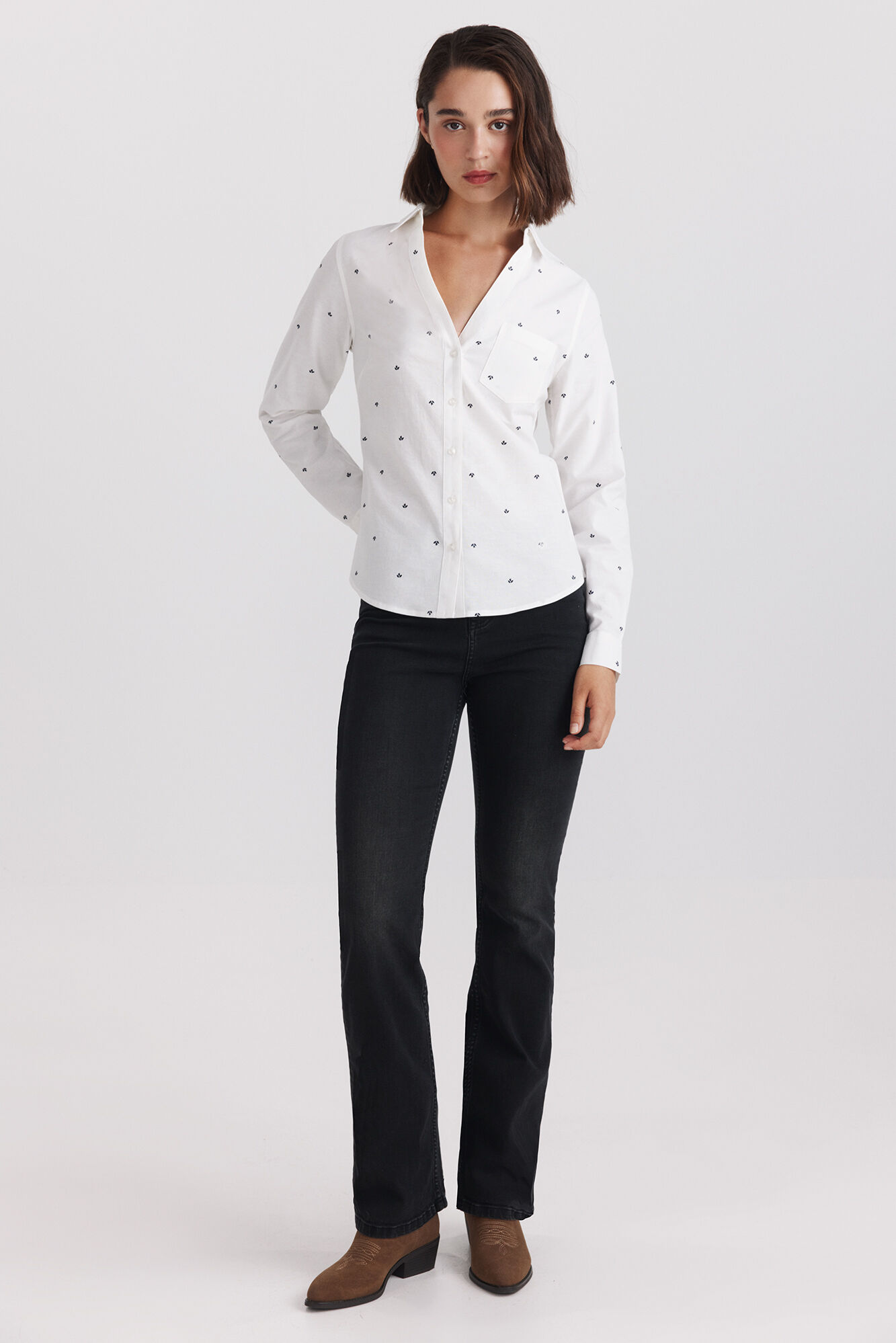 Springfield Camisa oxford semi abierta natural