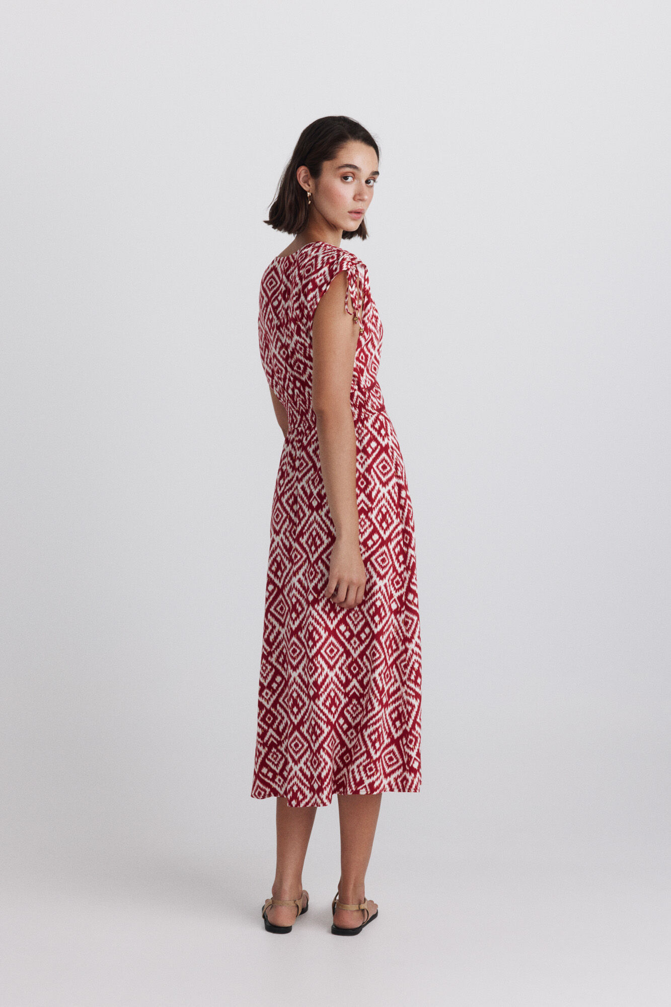 Springfield Vestido midi de tirantes rojo