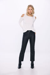 Springfield Pantalón kick flare encerado negro