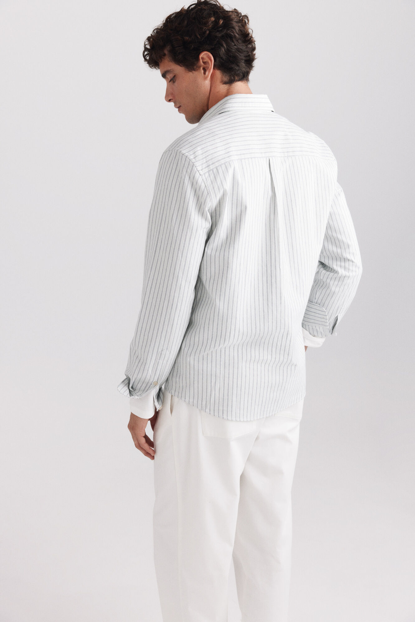 Springfield Camisa oxford de rayas verde