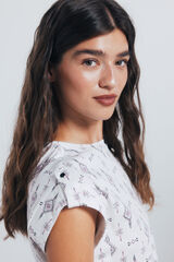 Springfield Playera estampada manga trabilla beige