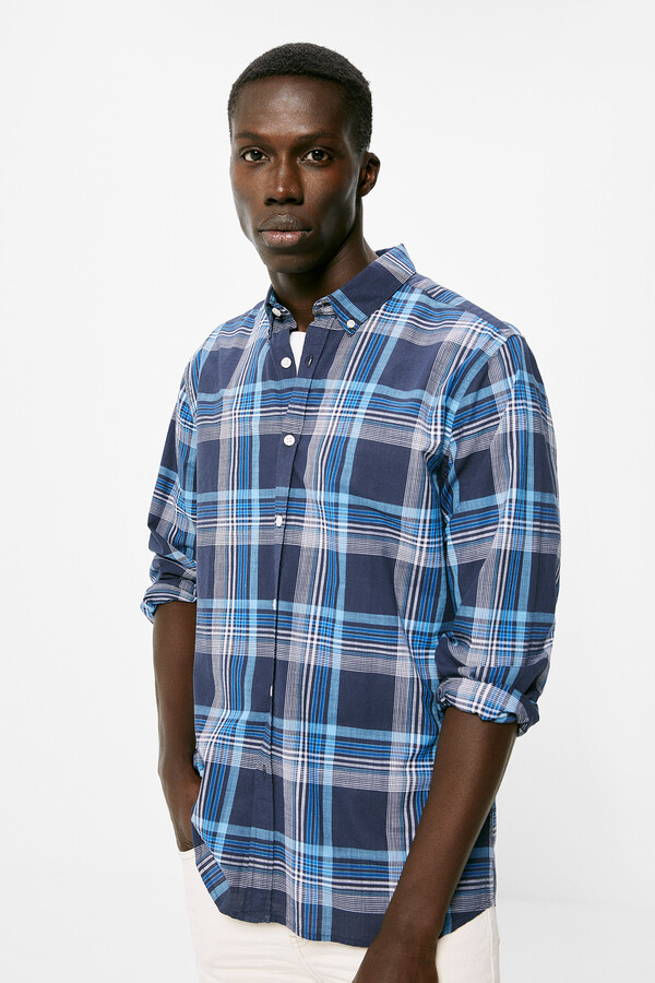 Springfield Camisa ligera cuadros azulado