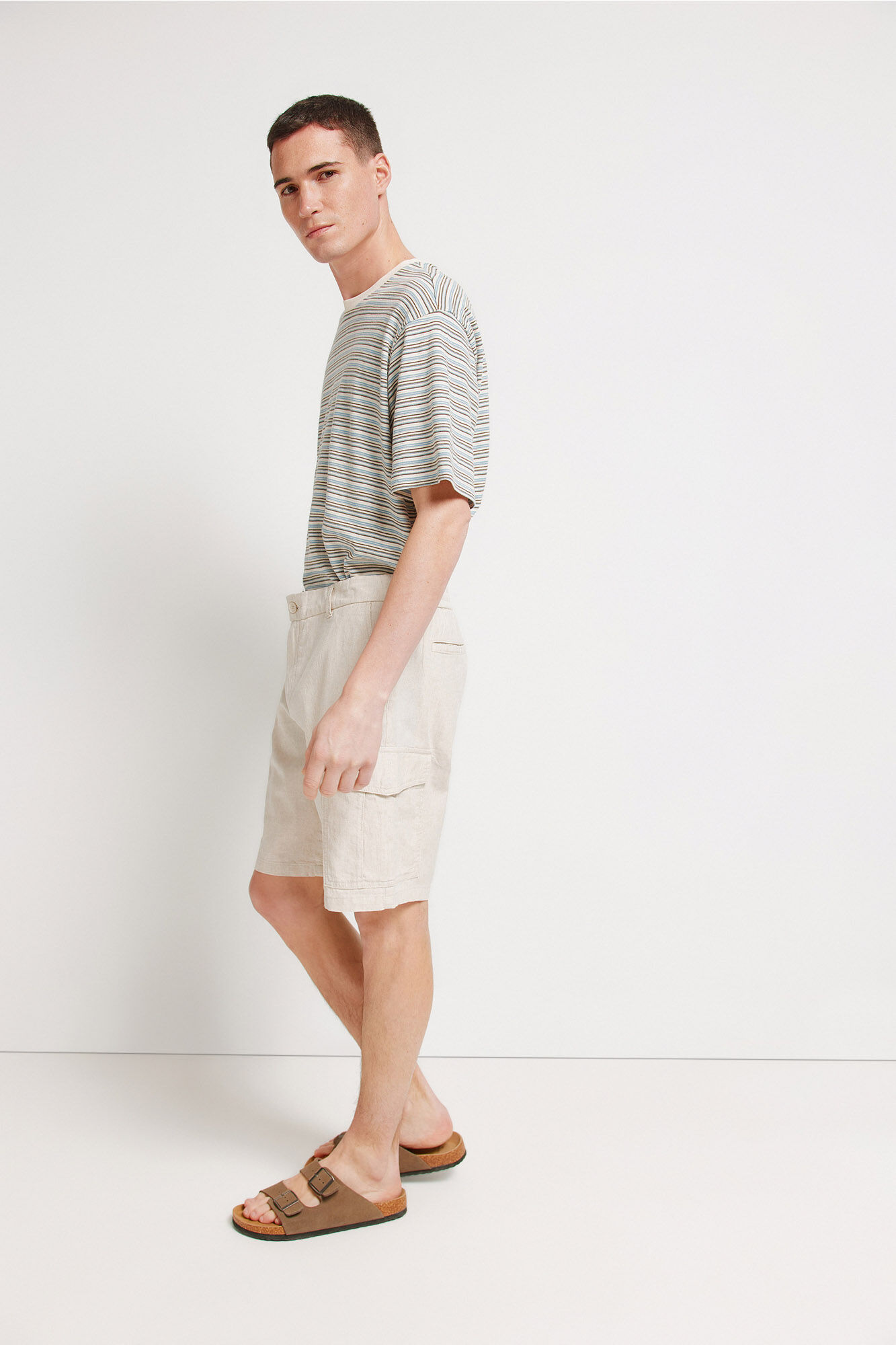 Springfield Bermudas comfort fit de lino beige