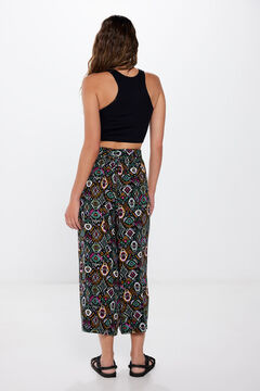 Springfield Pantalones culotte fluidos estampados negro