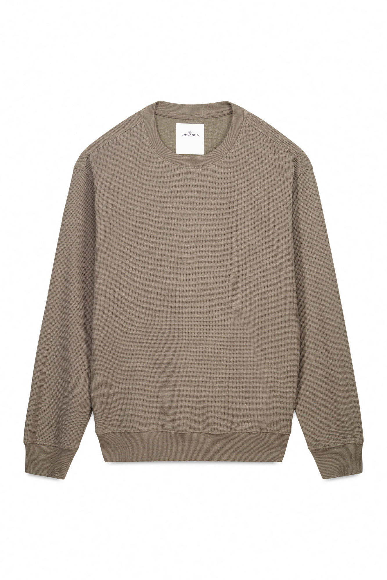 Springfield playera de manga larga con dise&ntilde;o de gofre caf&eacute;