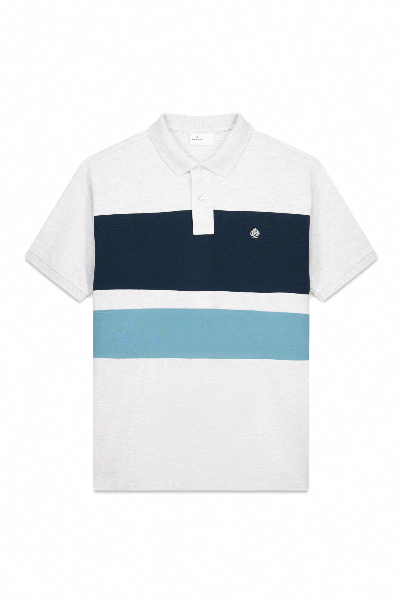 Springfield Polo regular fit en piqu&eacute; color block gris