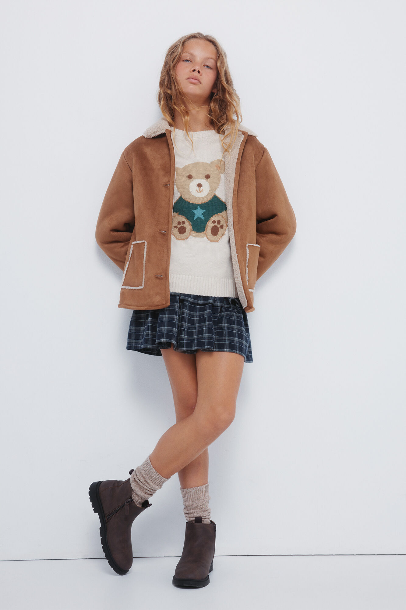 Springfield Kids Chamarra de ni&ntilde;a de doble cara caf&eacute;