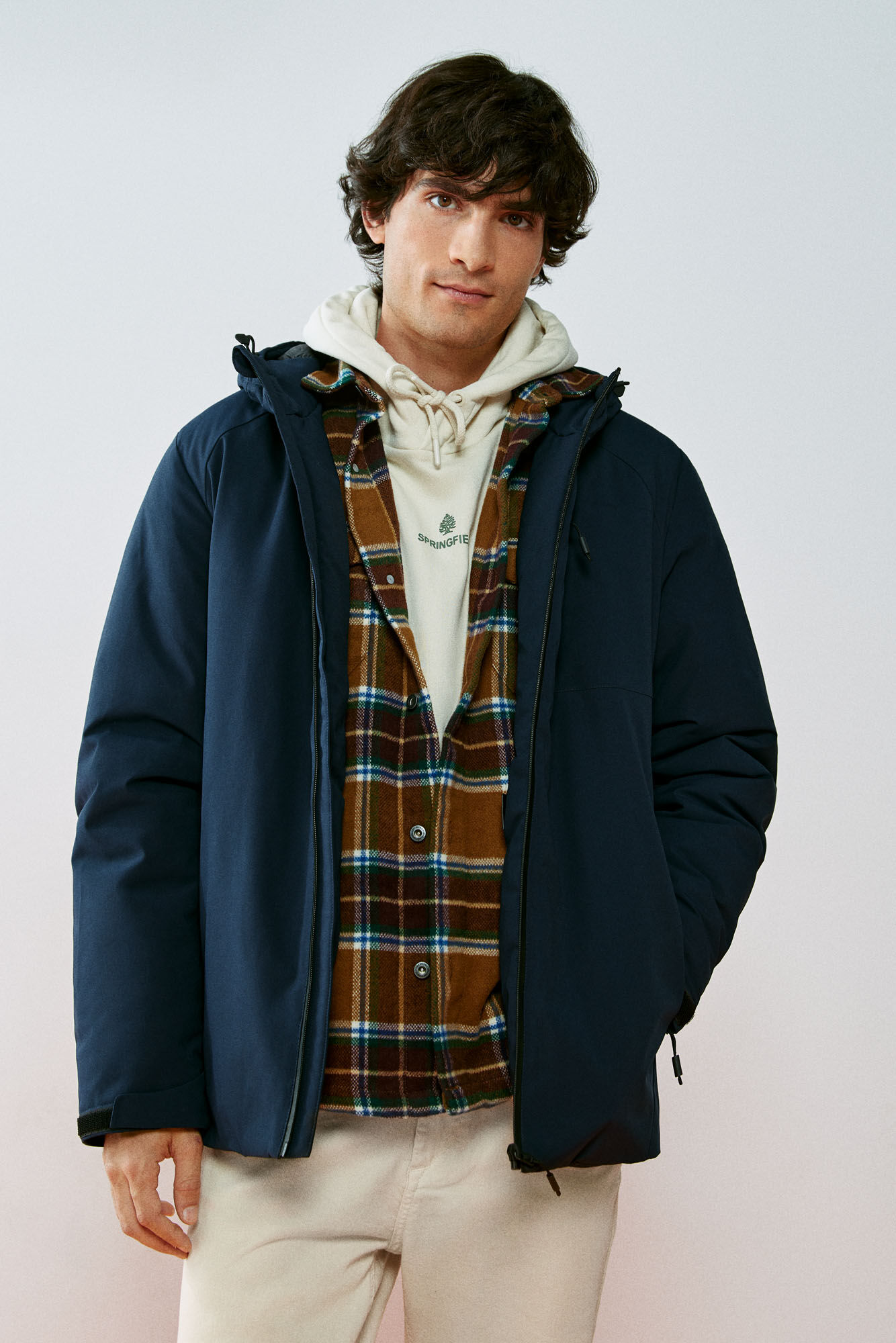 Springfield Parka corta t&eacute;cnica acolchada azul