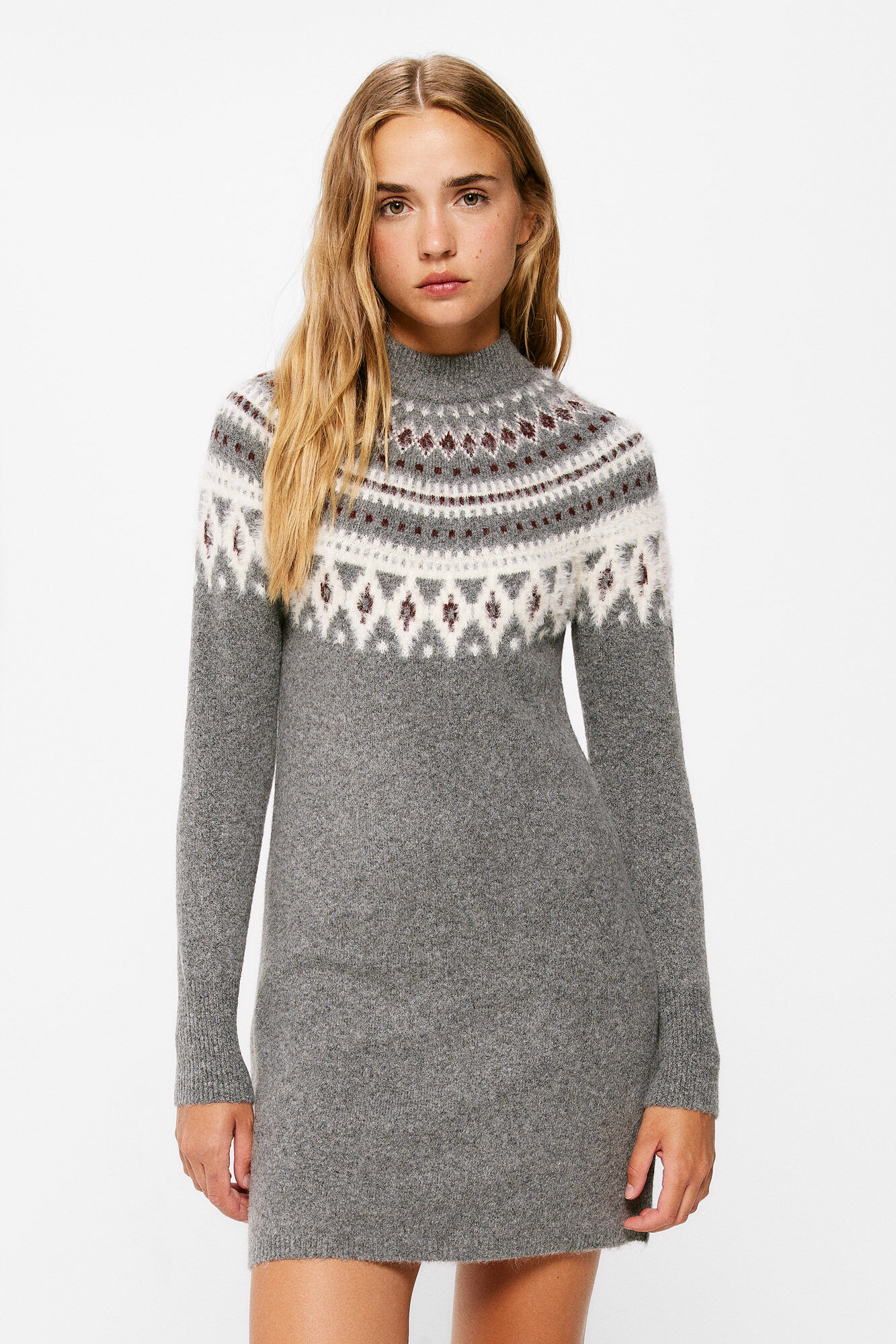 Springfield Vestido Jacquard Cenefas gris