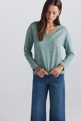 Springfield Playera cuello pico de encaje beige