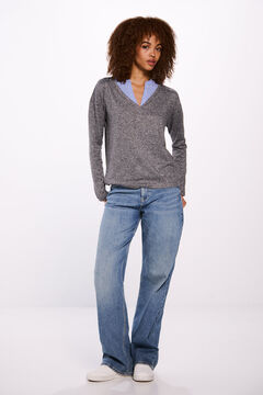 Springfield Playera combinada tacto suave gris