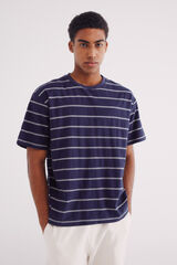Springfield Playera algodón slub rayas azul