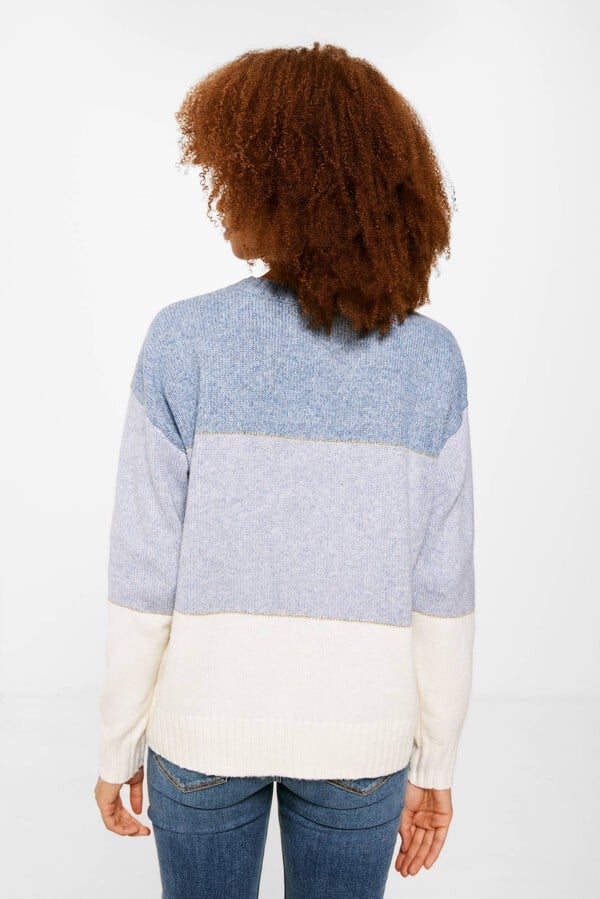 Springfield Suéter color block lúrex lana azul oscuro