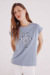 Springfield Playera gráfica étnica azul