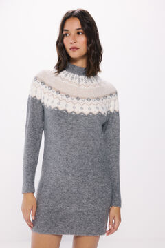 Springfield Vestido tejido cenefas jacquard gris