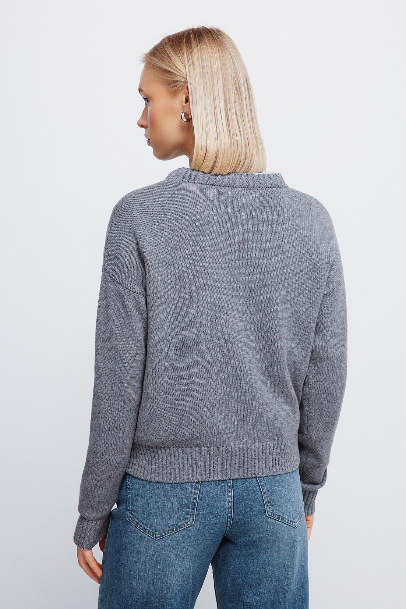 Springfield Jersey de oso con intarsia gris