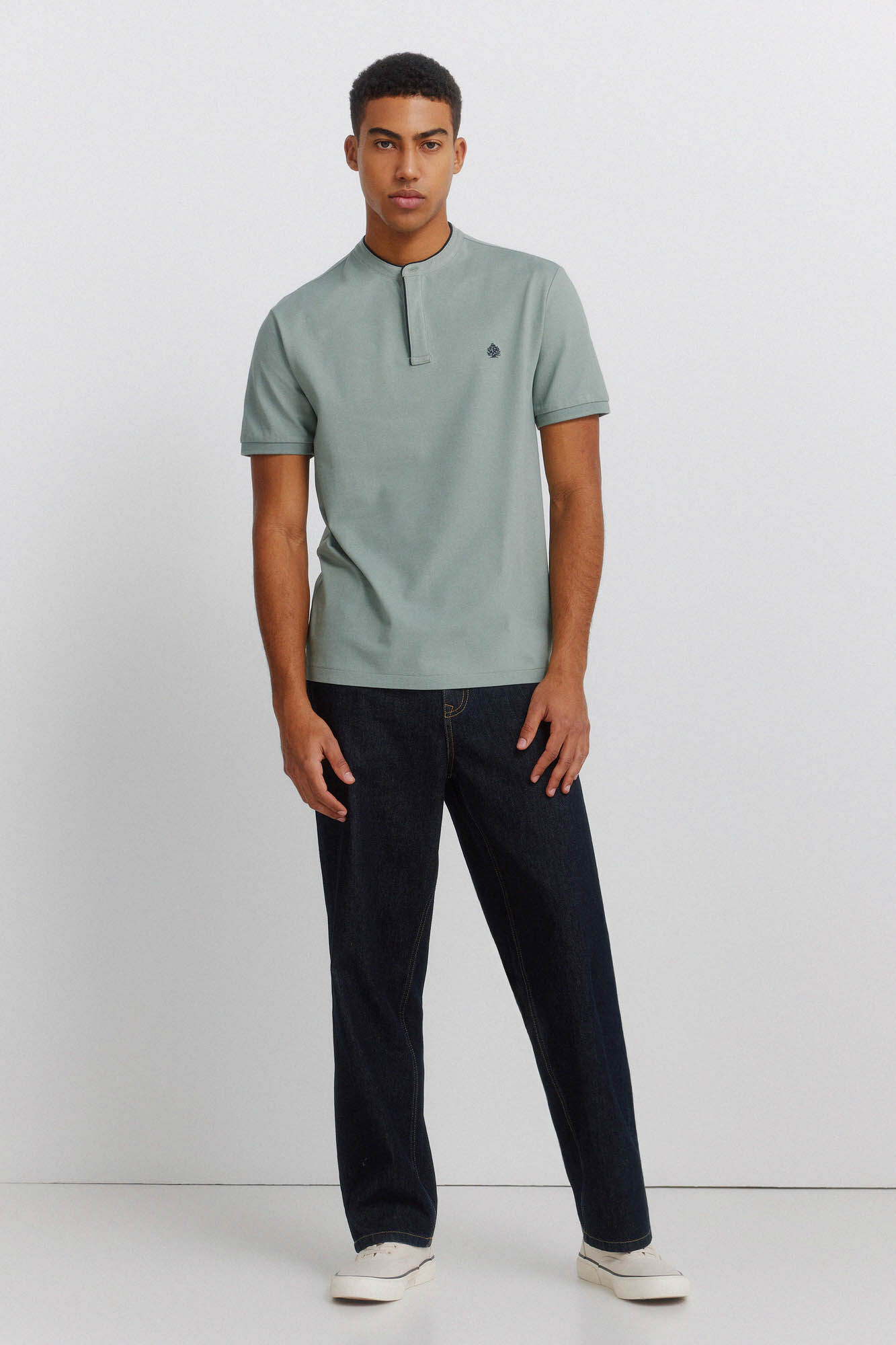 Springfield Polo de piqu&eacute; cuello mao slim fit verde