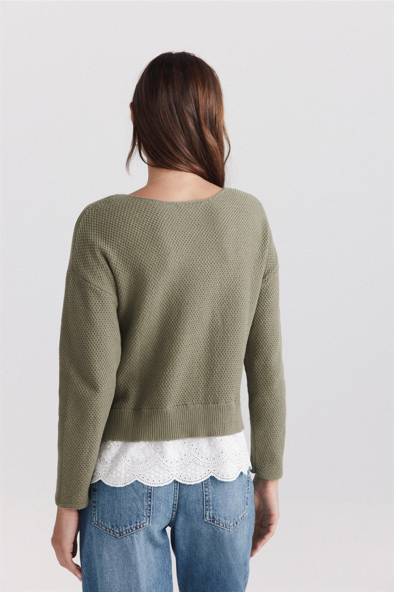 Springfield Jersey bimateria de encaje khaki