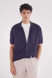 Springfield Cárdigan manga corta cuello polo azul