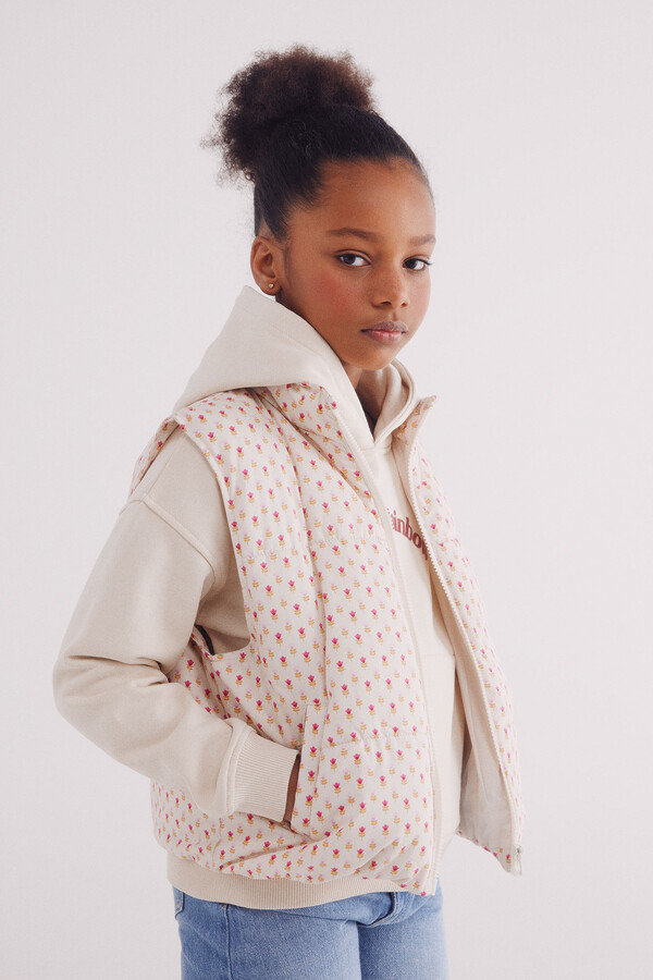 Springfield Kids Chaleco acolchado estampado niña blanco
