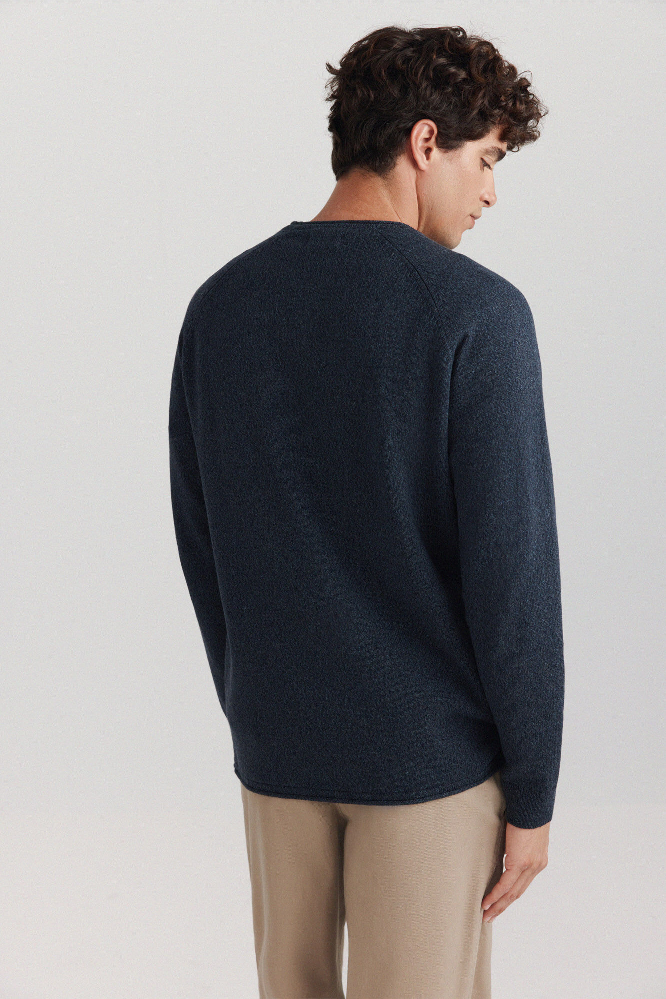 Springfield Su&eacute;ter liso con trenzado y cuello alto azul