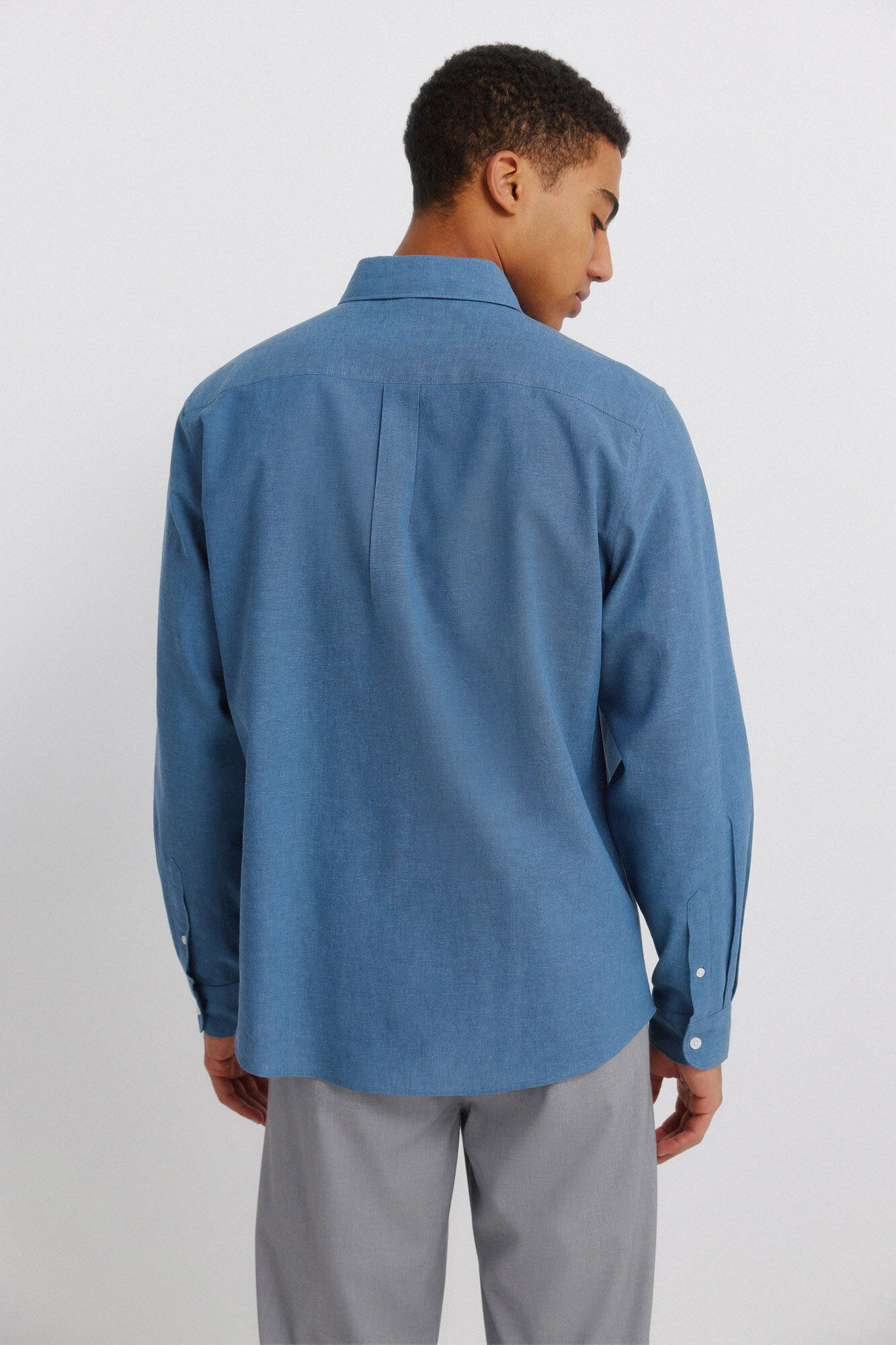 Springfield Camisa de lino azul tinta