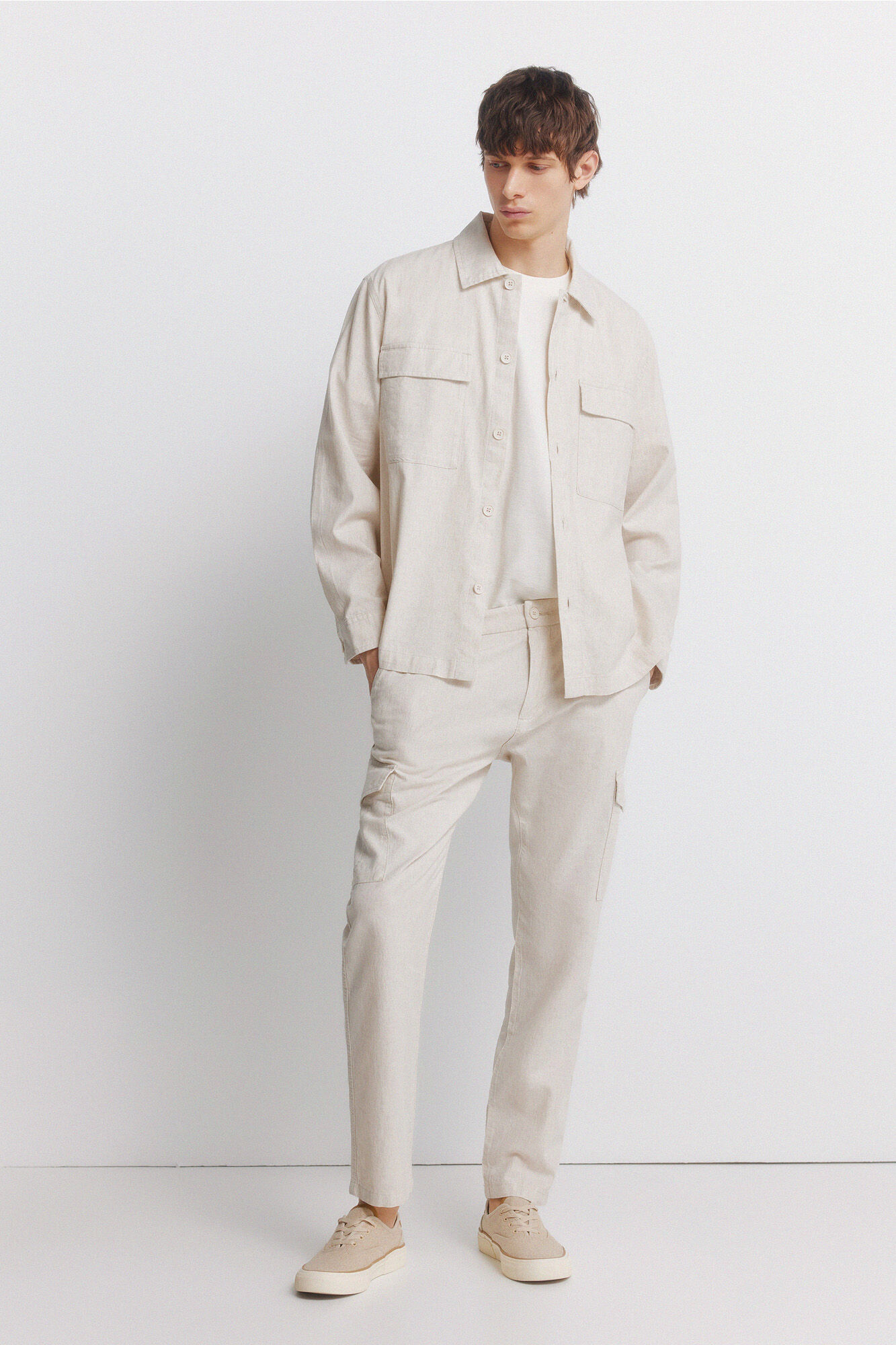 Springfield Sobrecamisa de lino beige