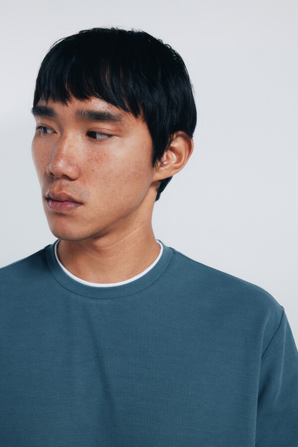 Springfield Camiseta doble tejido waffle azul