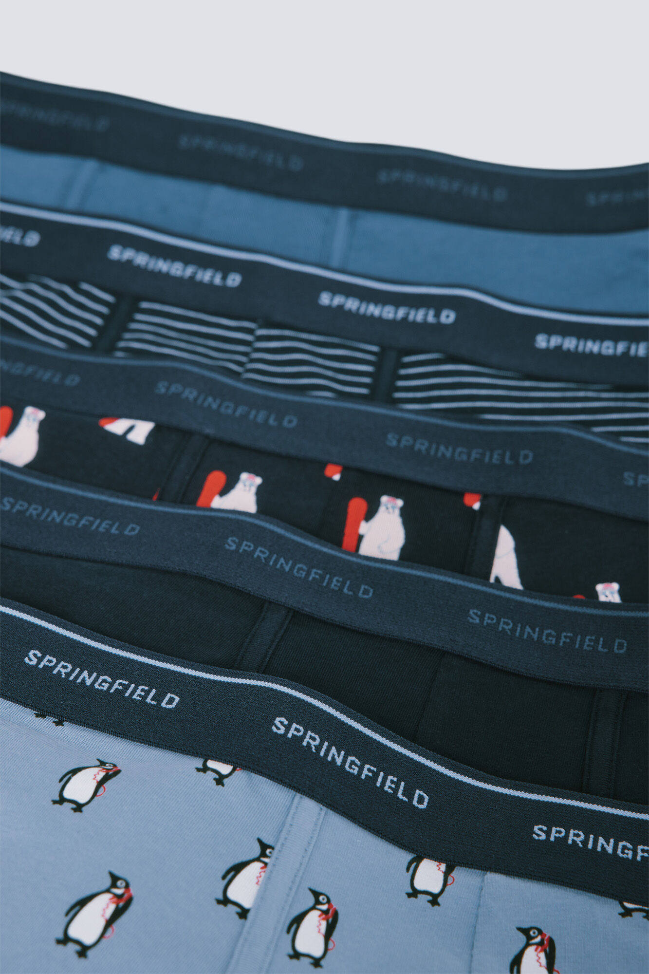 Springfield Pack de 5 boxer de algod&oacute;n estampados azul
